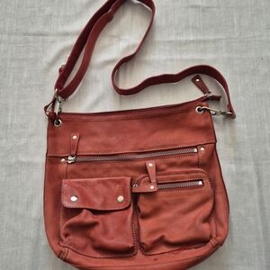 Fossil Burnt Orange Leather Crossbody Bag